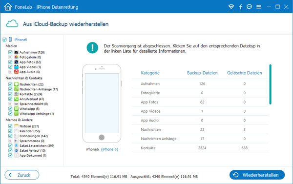 Daten aus dem iCloud-Backup des verlorenen iPhone wiederherstellen