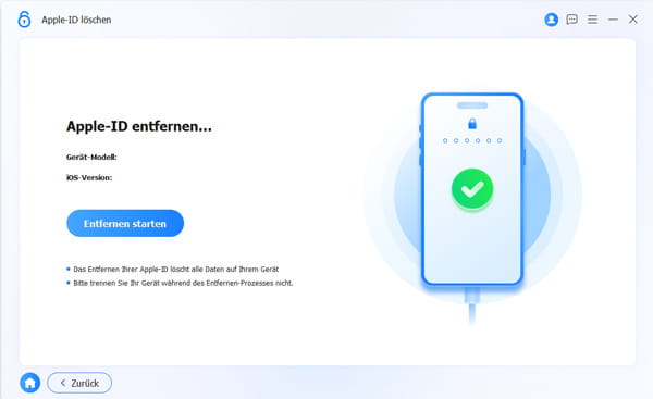 Geräteinformation beim Löschen von Apple-ID bestätigen