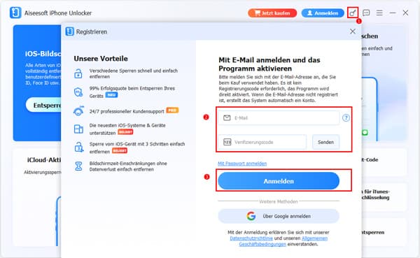iPhone Unlocker anmelden