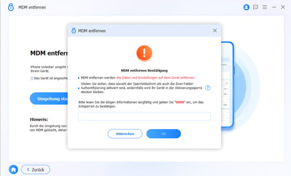Umgehung MDM bestätigen