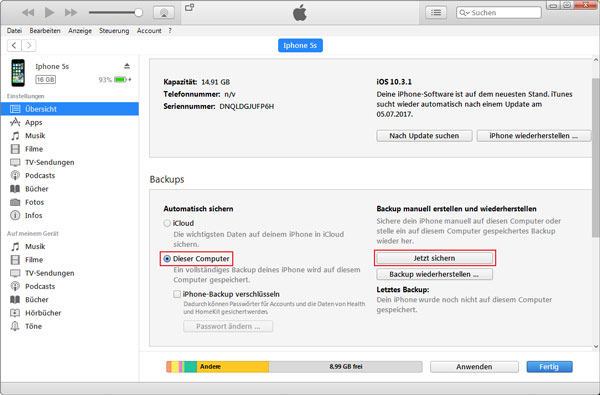 iPhone-Backup erstellen