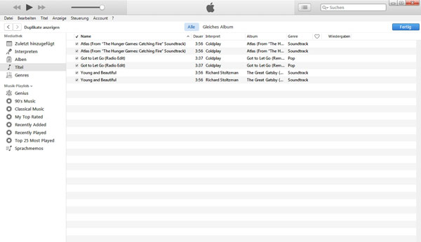 iTunes Duplikate anzeigen