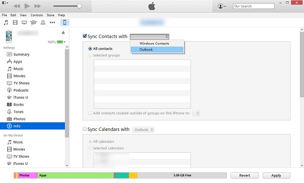 Outlook Kontakte per iTunes mit iPhone synchronisieren