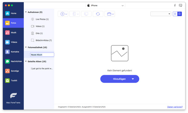 Ein neues Fotoalbum erstellen