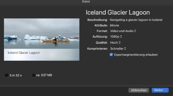 MP4-Datei mit iMovie komprimieren