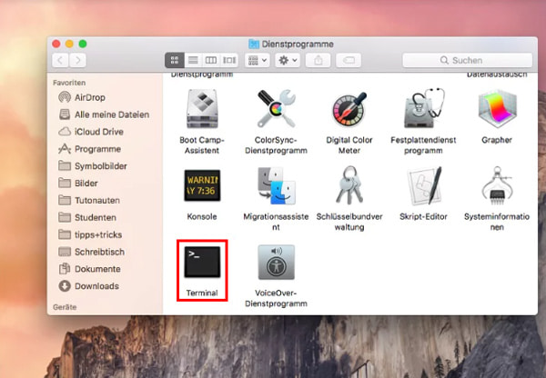 Nach Mac-Terminal suchen