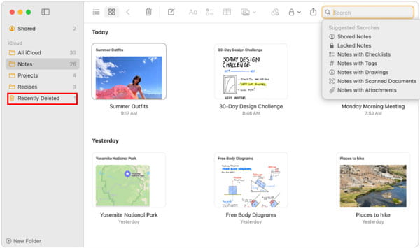Zuletzt gelöschte Mac Notizen wiederherstellen