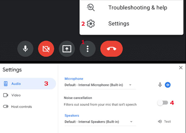 Google Meet Audioeinstellungen anpassen