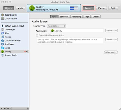Mit Audio Hijack Pro Spotify Musik aufnehmen