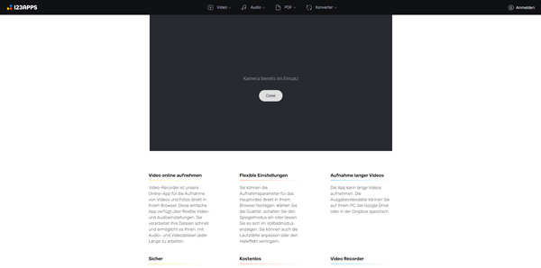 Webcam mit 123App online aufzeichnen