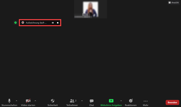 Zoom lokale Aufzeichnung anfangen
