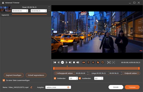 Videoaufnahme bearbeiten und speichern