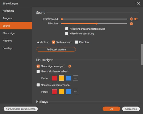 Einstellungen vor dem Herunterladen anpassen