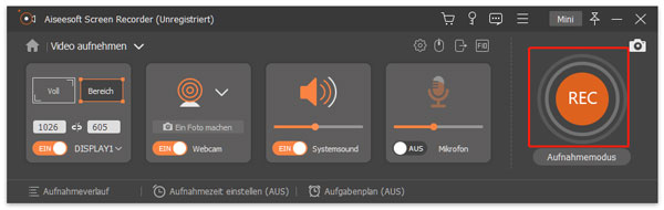 Clipfish-Aufnehme starten
