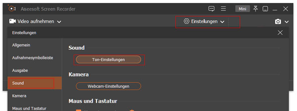 Ton-Einstellungen öffnen