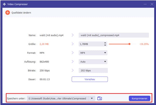 Komprimierung starten