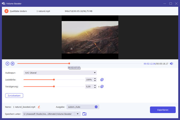 Audio-Lautstärke erhöhen