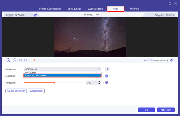 Audiospur deaktivieren