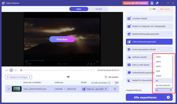 Ausgabeauflösung frei einstellen