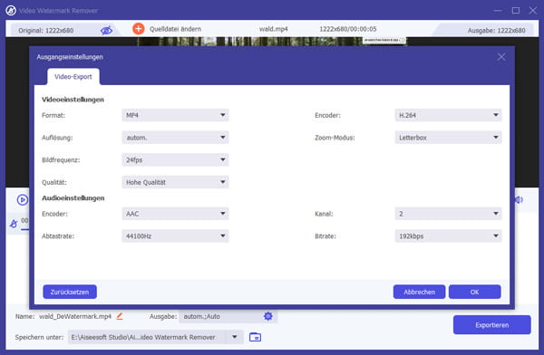 Ausgabeeinstellungen anpassen