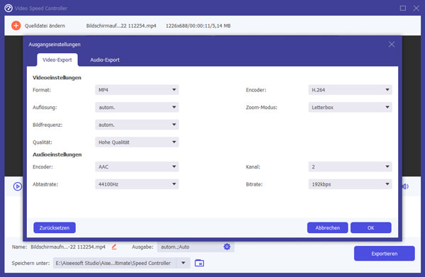 Ausgabeeinstellungen anpassen