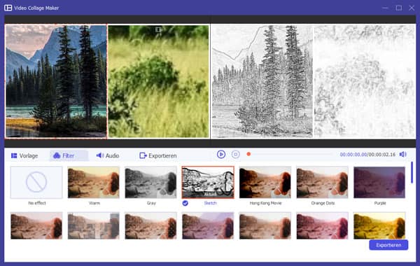 Filter für Splitscreen-Video anwenden