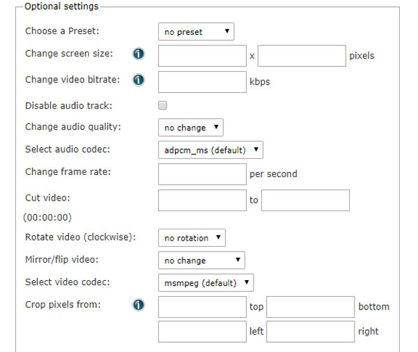 FLV to AVI Converter Datei-Parameter bearbeiten