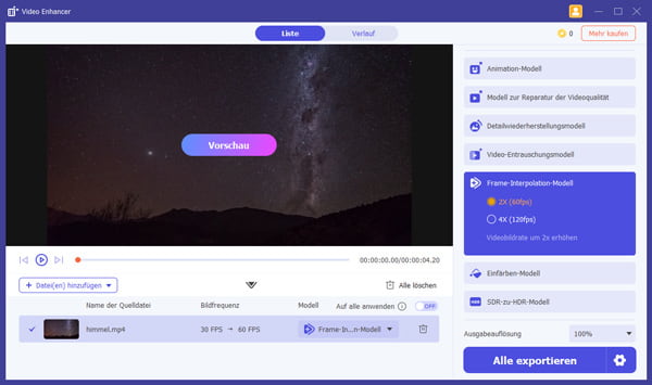 Frame-Interpolation-Modell auswählen