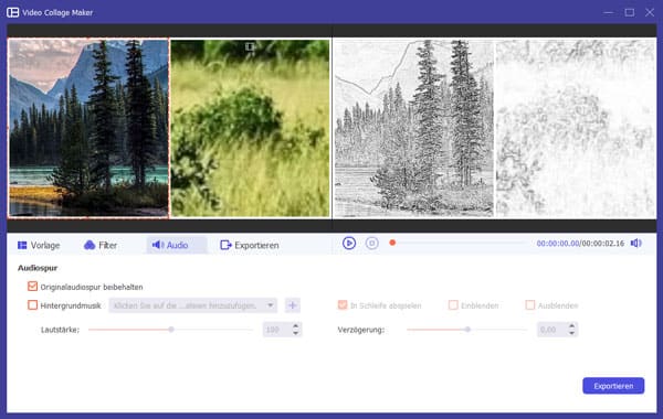 Hintergrundmusik in Splitscreen-Video einfügen
