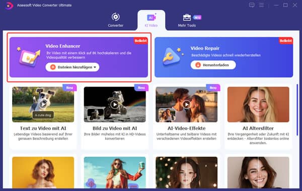 KI Video Enhancer starten