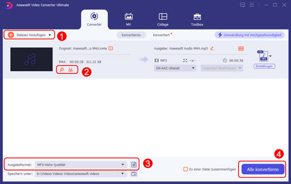 M4A in MP3 umwandeln
