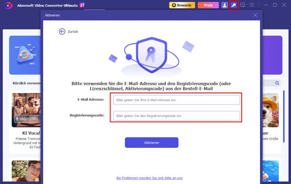 Software mit Code aktivieren