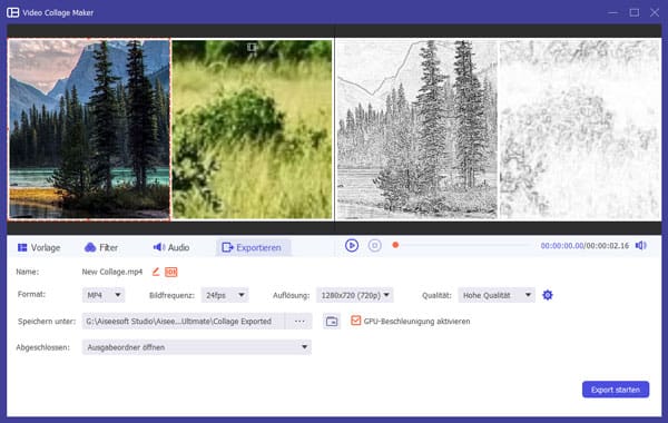 Splitscreen-Video exportieren