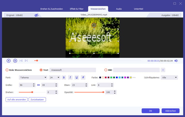 Text-Wasserzeichen hinzufügen