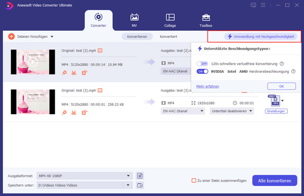 Umwandlung mit Hochgeschwindigkeit