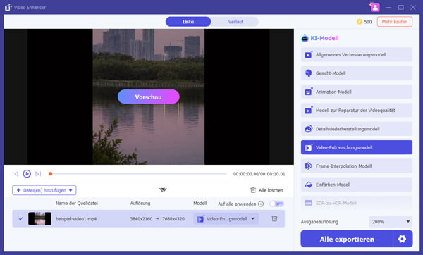 Video-Entrauschungsmodell auswählen