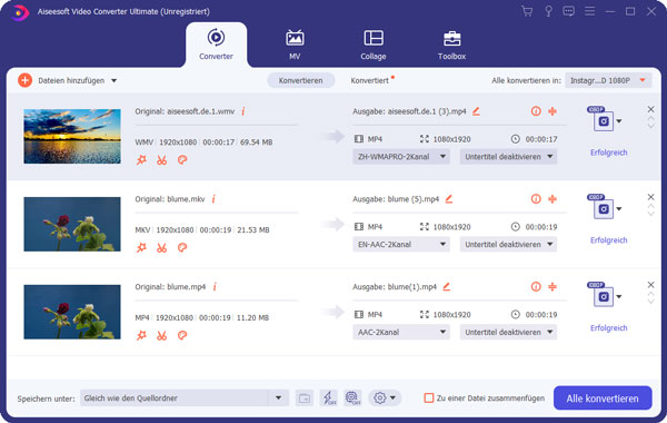 Video für Instagram konvertieren