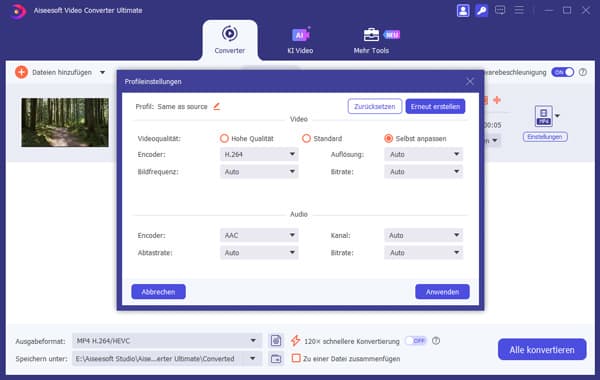 Video-Profileinstellungen