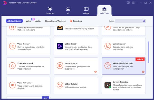 Video Speed Controller wählen