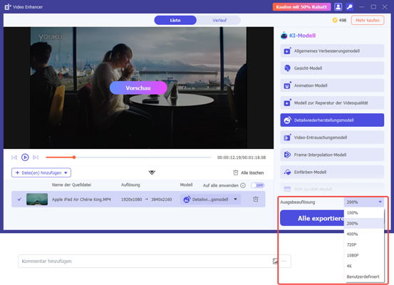 Videoauflösung festlegen