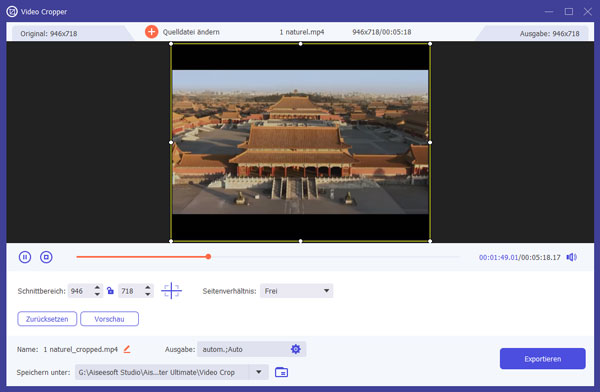 Videobild beschneiden