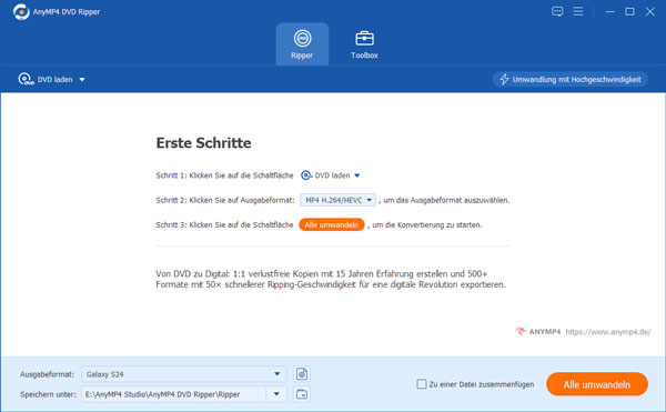 DVD auf AnyMP4 laden