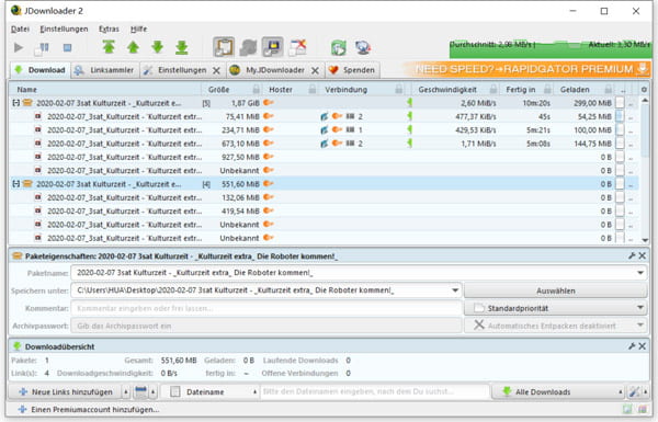 3sat-Mediathek downloaden mit JDownloader