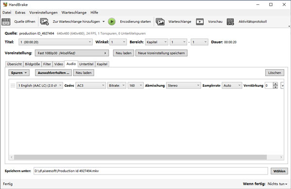 MKV-Audio mit Handbrake umwandeln