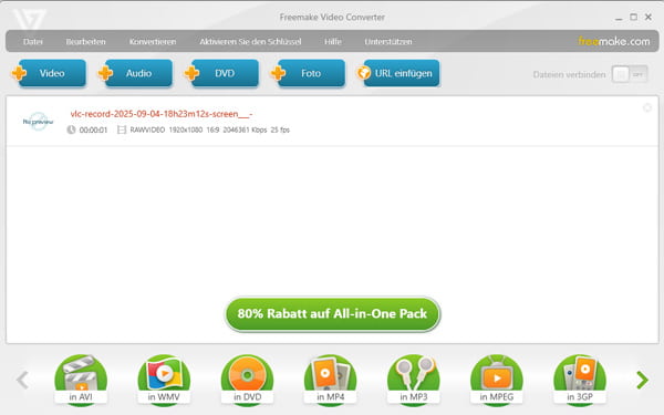 MKV-Datei in Freemake laden