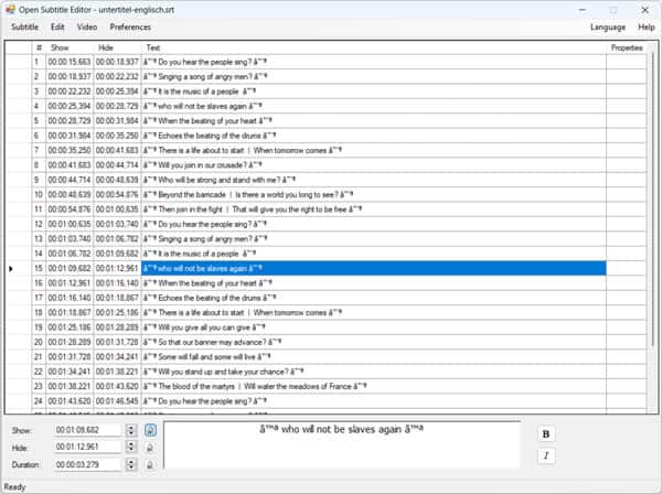 Open Subtitle Editor