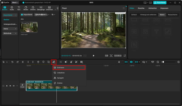 Video mit CapCut einfrieren