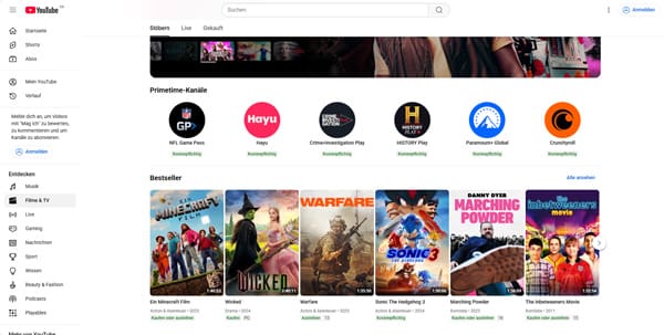 YouTube Oberfläche