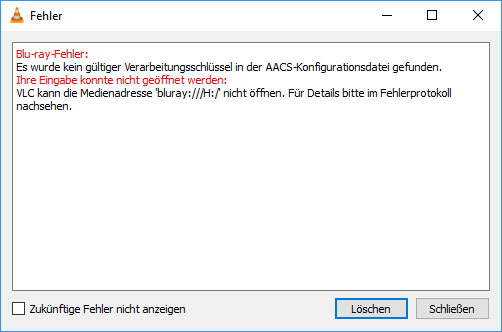 AACS-Schlüssel ungültig