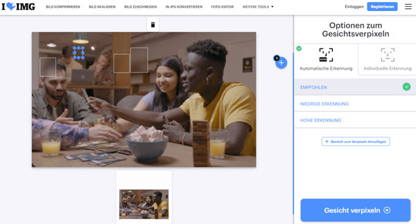 Gesichter verpixeln mit iLoveIMG